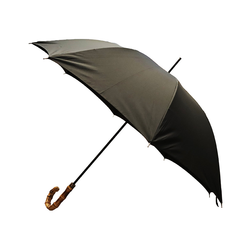 Gents' Black Canopy Umbrella with Bamboo Handle